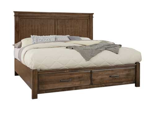 Rustic California King Mansion Bed with Footboard Storage