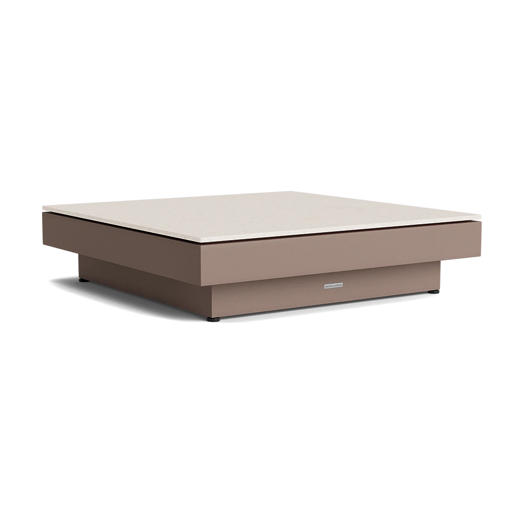 35" Sq. Low-Profile Stone-Top Coffee Table