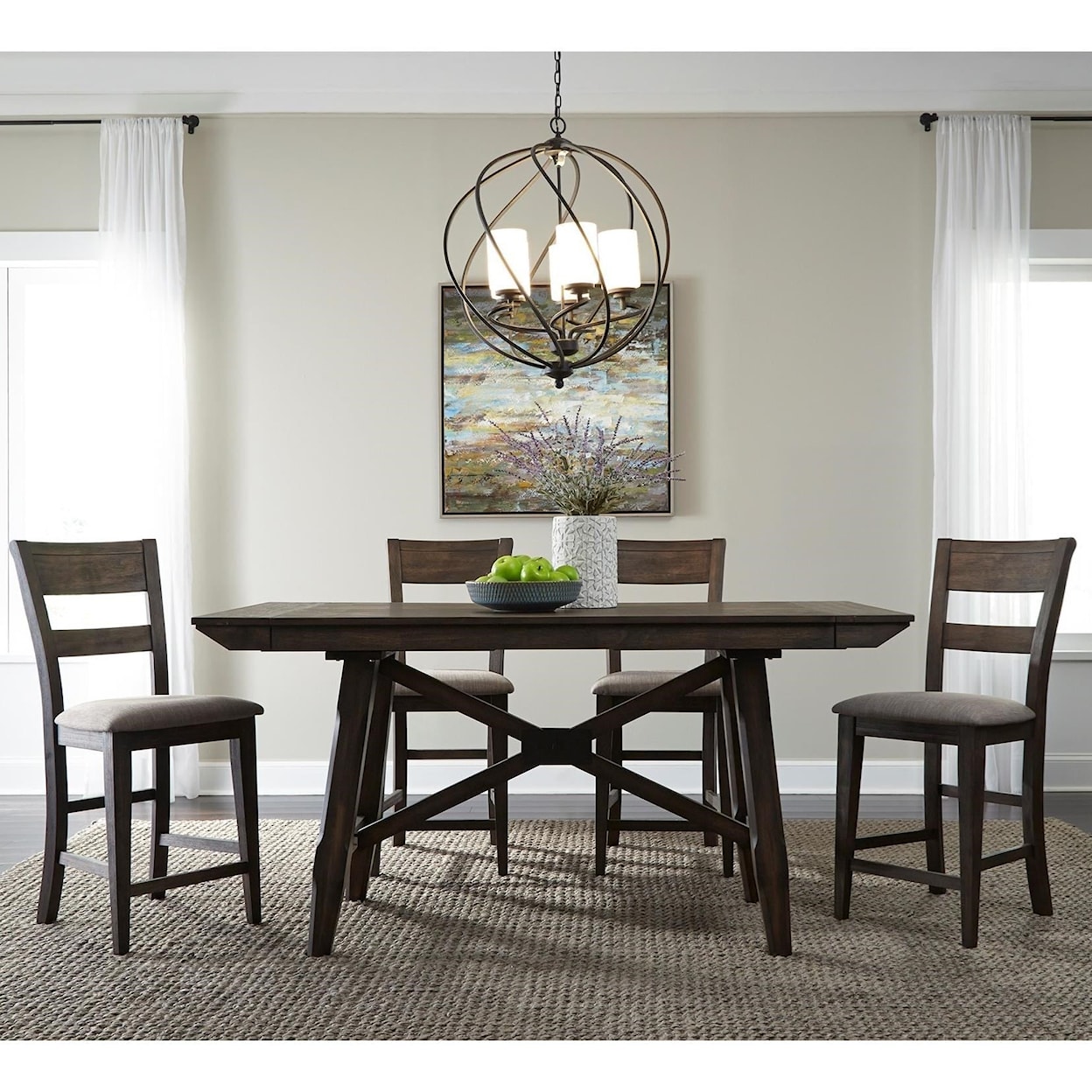 Libby Double Bridge 5-Piece Counter-Height Gathering Table Set