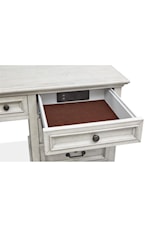 Magnussen Home Newport Home Office Farmhouse Executive Desk with Power Outlets and Locking File Drawers