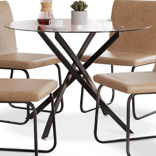 Round Dining Table with Glass Top