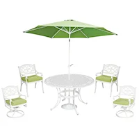 Traditional 6 Piece Outdoor Dining Set with Umbrella and Cushions