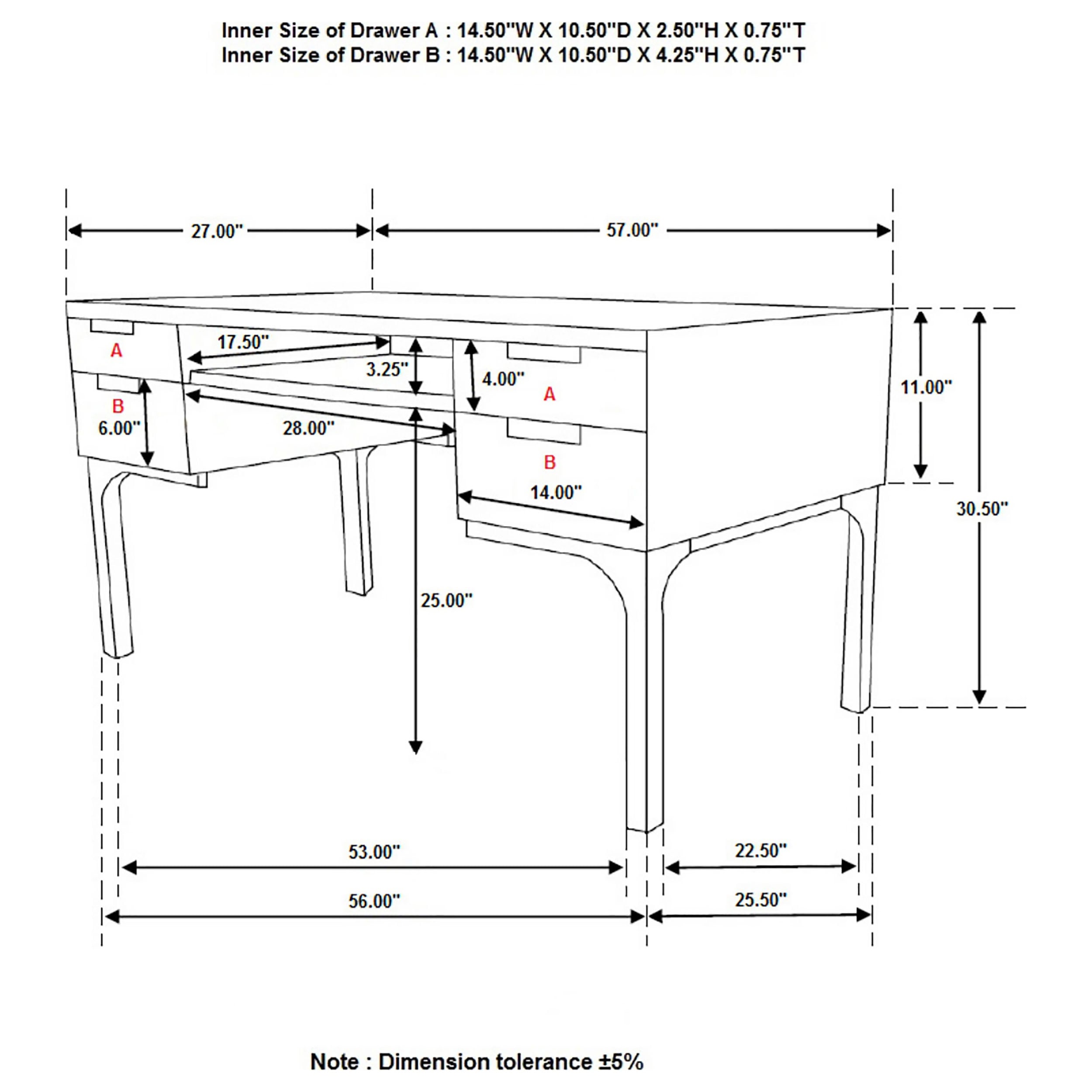 Coaster Portwall Portwall 4-drawer Writing Desk