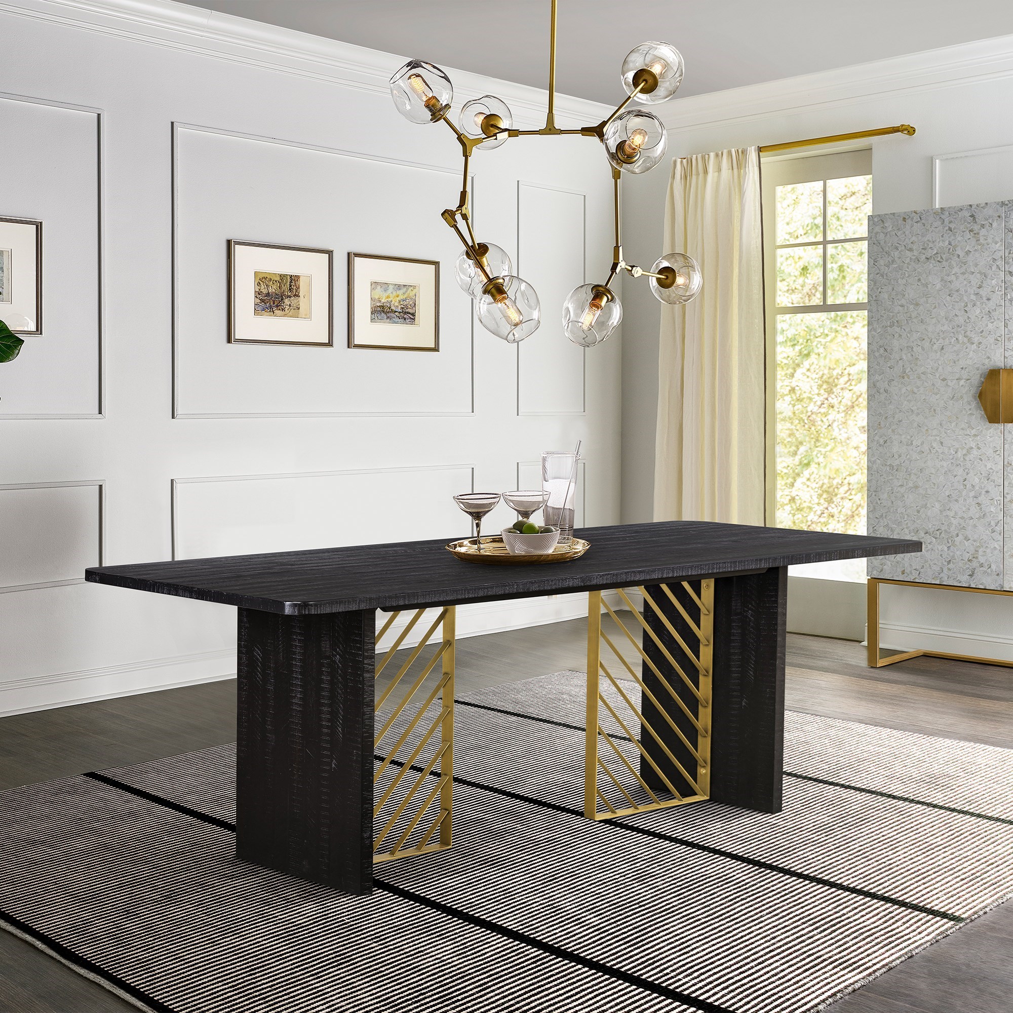 Armen Living Monaco- Dining Table with Brass Accents