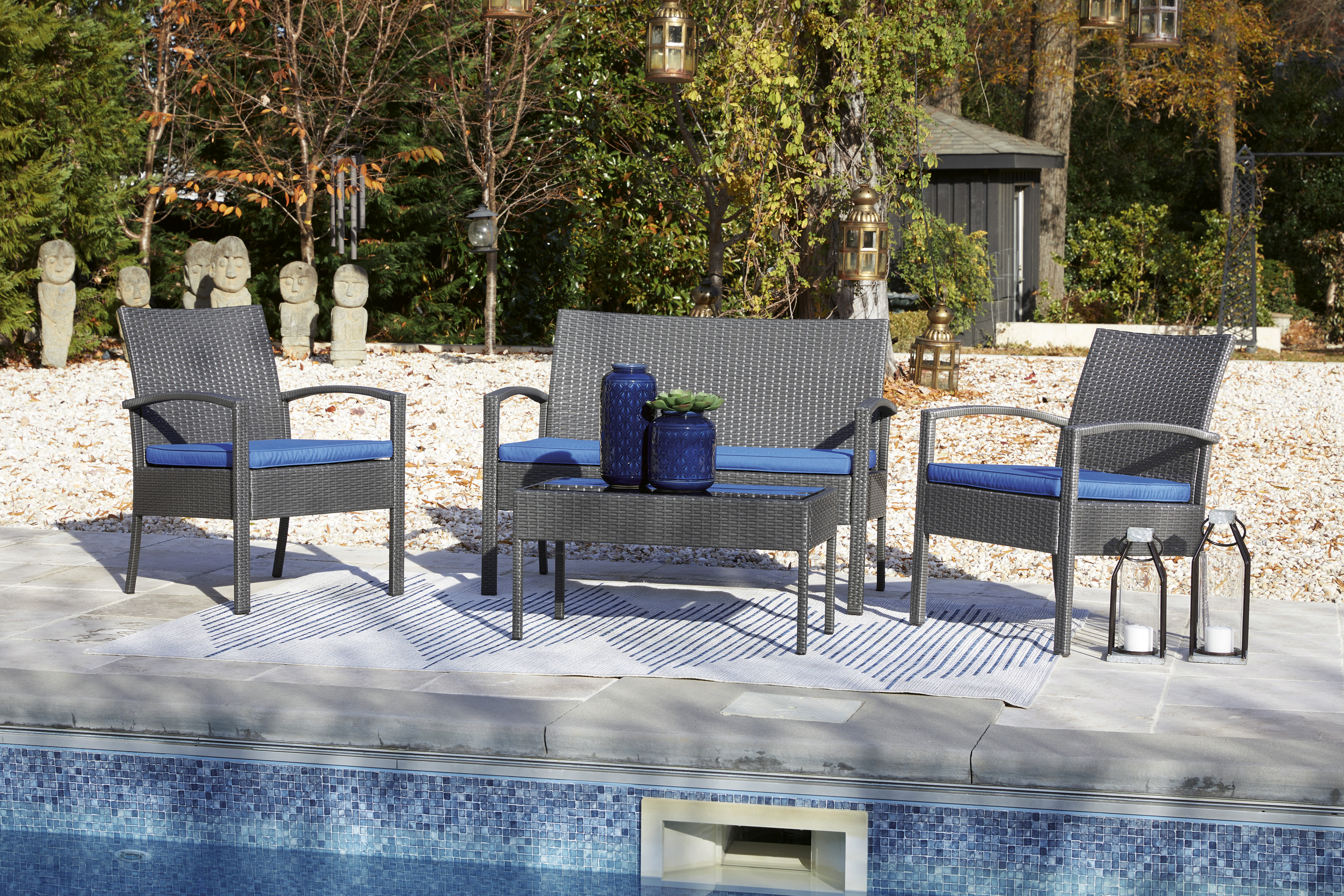 Signature Design by Ashley Alina P328080 Outdoor Loveseat/Chairs/Table