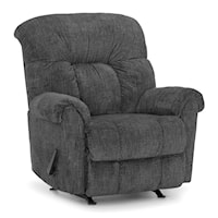 Casual Manual Rocker Recliner with Rolled Pillow Arms