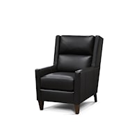Transitional Leather Accent Chair with Exposed Wood Legs