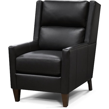 Transitional Leather Accent Chair with Exposed Wood Legs