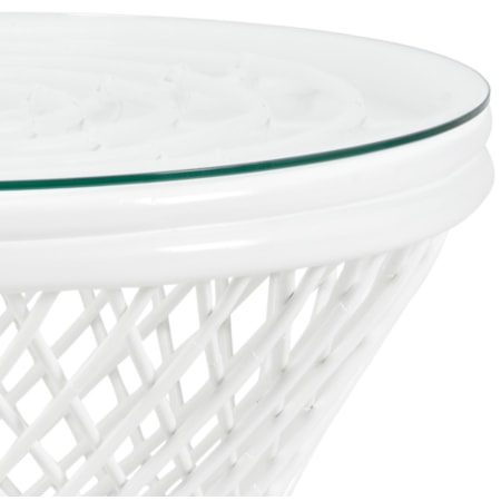 Rattan Side Table - White