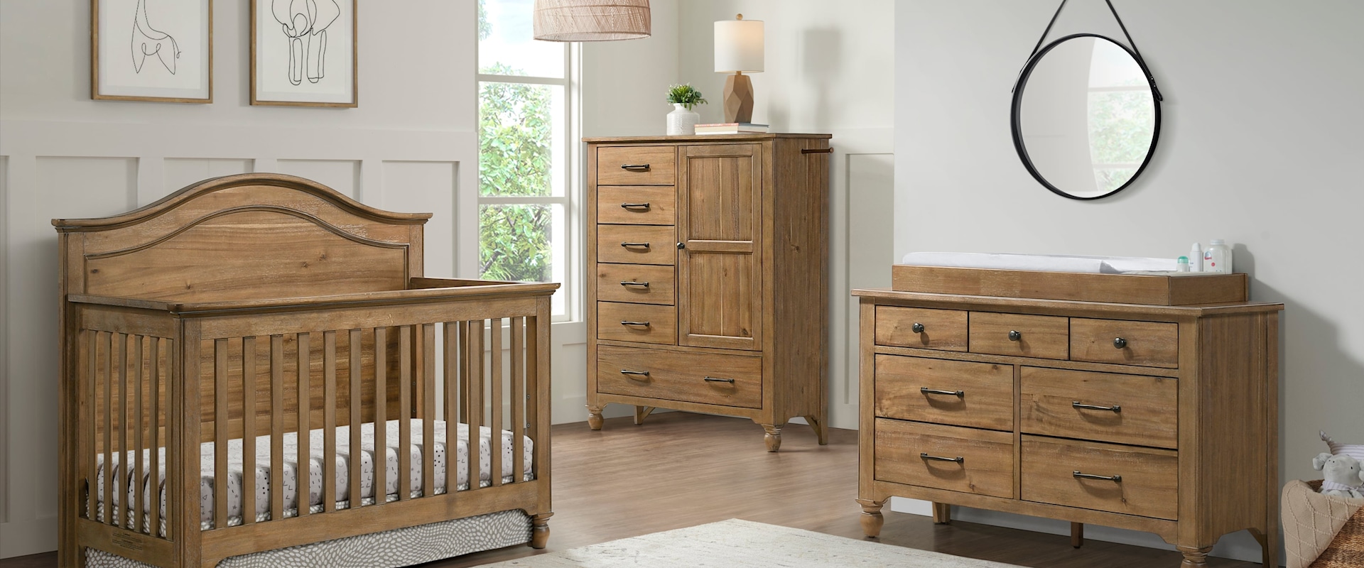 Rustic 3-Piece Bedroom Set with Crib