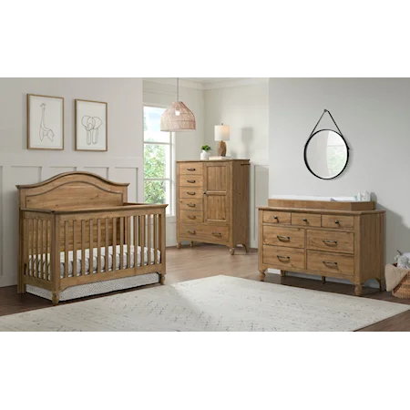 Rustic 3-Piece Bedroom Set with Crib