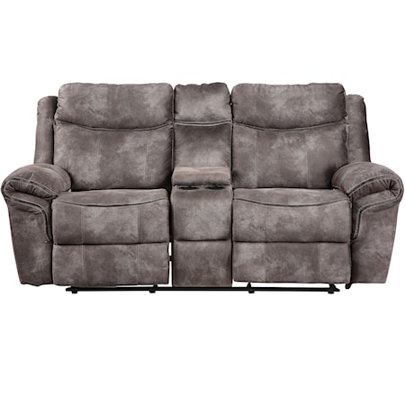 Bryant LEATHER RECLINING LOVESEAT W/CONSOLE, Walker's Furniture