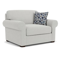 Transitional Upholstered Chair with Rolled Arm