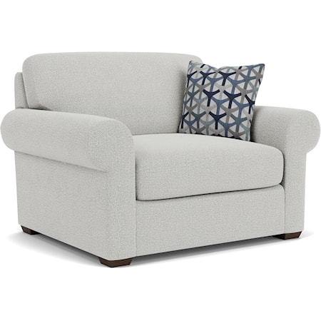Transitional Upholstered Chair with Rolled Arm