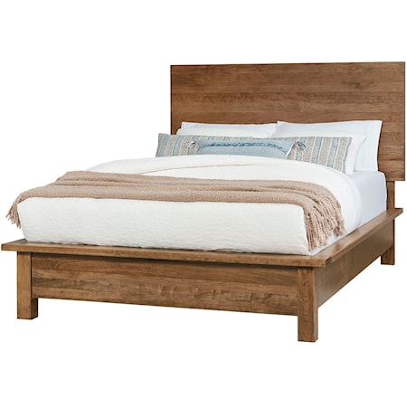 Transitional Queen Terrace Bed with Plank Headboard