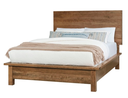 Transitional Queen Terrace Bed with Plank Headboard