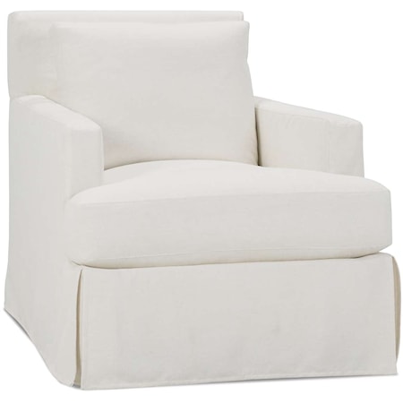 Contemporary Swivel Glider with Slipcover and Loose Pillow Back