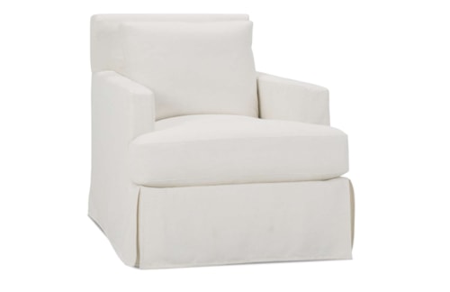 Contemporary Swivel Glider with Slipcover and Loose Pillow Back