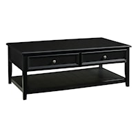 Black Coffee Table with 2 Drawers and 1 Shelf