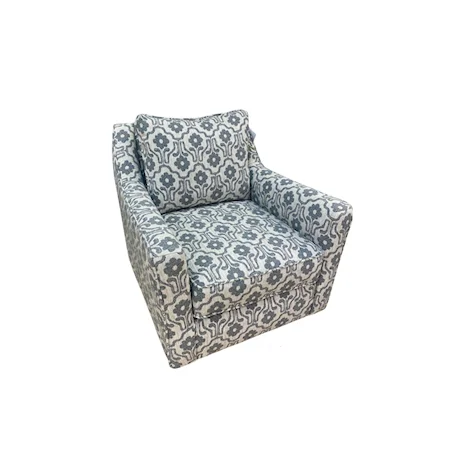 Contemporary Swivel Glider Chair in Retro Floral Fabric