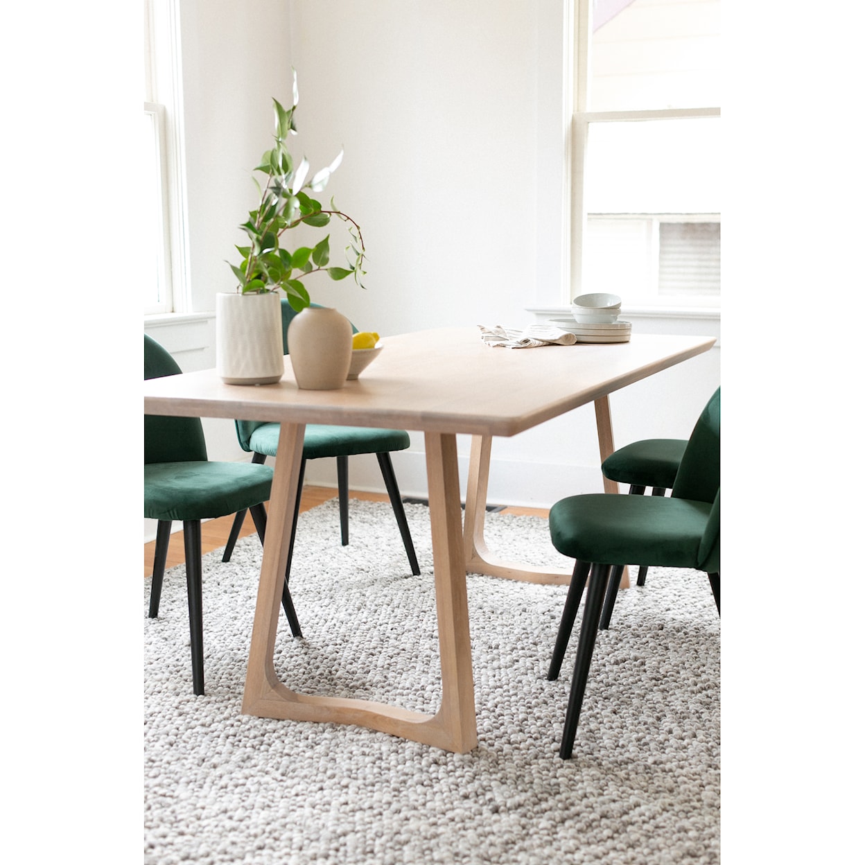 Moe's Home Collection Silas Rectanguar Solid White Oak Dining Table