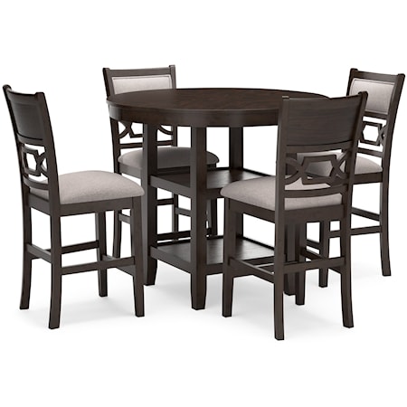 Counter Height Dining Table And 4 Barstools (Set Of 5)