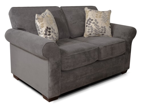 Casual Loveseat with Flared Rolled Arms