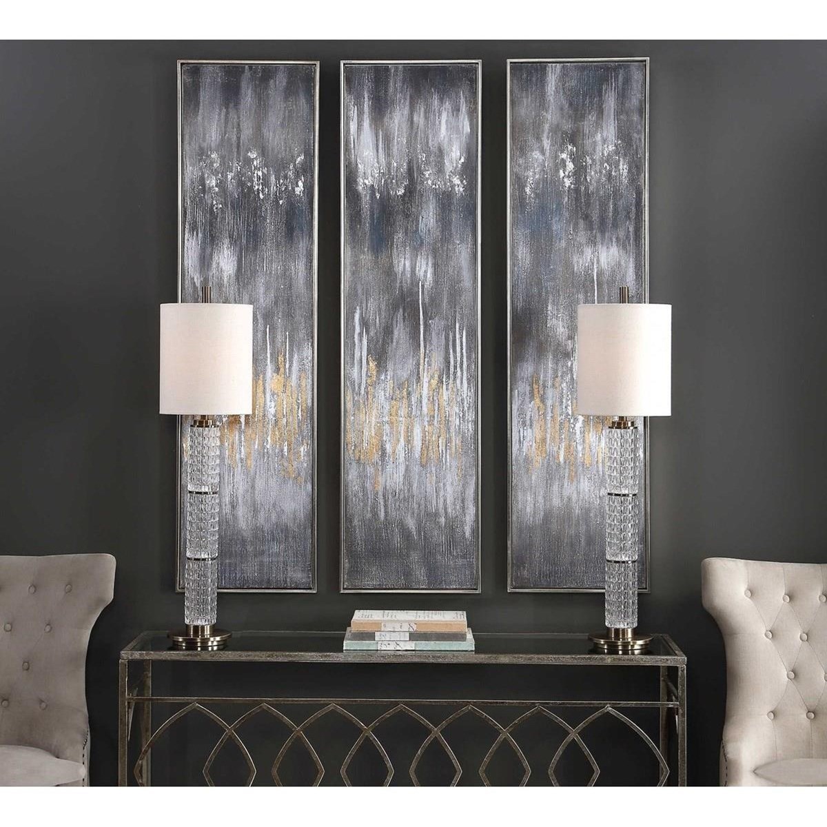 Uttermost Art Gray Showers Hand Painted Canvases, Set/3