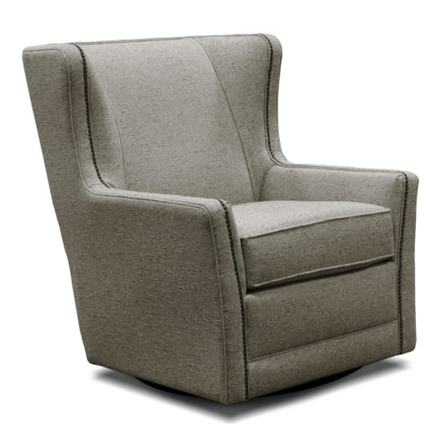 Transitional Wing Back Swivel Glider Chair with Nailhead Trim