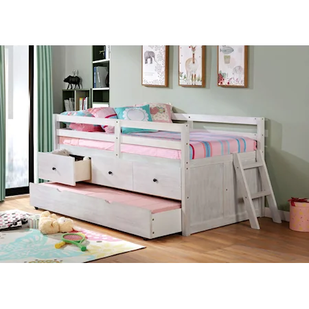 Rustic Twin Loft Bed with Storage and Trundle