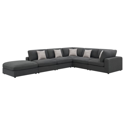 Serene 6-Piece Upholstered Modular Sectional Sofa Charcoal