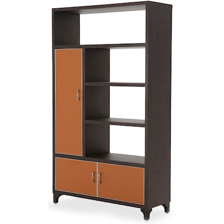 Contemporary 4-Shelf Left Bookcase with Soft Close Doors