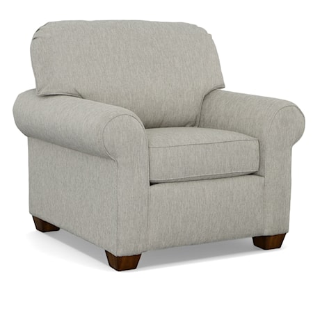 Transitional Upholstered Chair with Rolled Arms