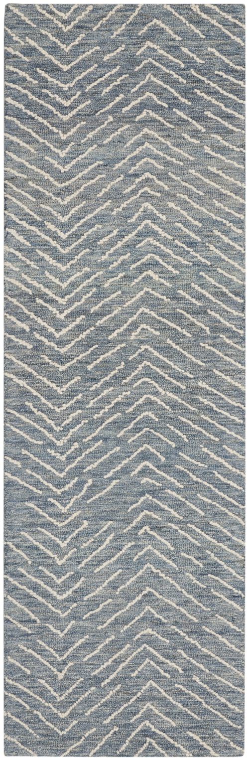 2'3" x 7'6" Indigo/Ivory Runner Rug
