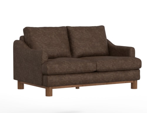 Transitional Loveseat with Exposed Wood Legs