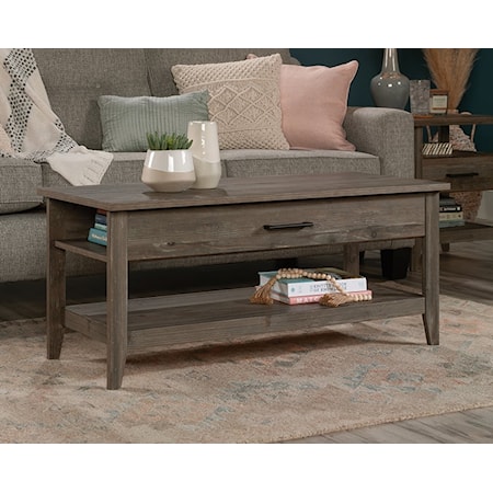 Contemporary Lift-Top Coffee Table with Lower Shelf Storage