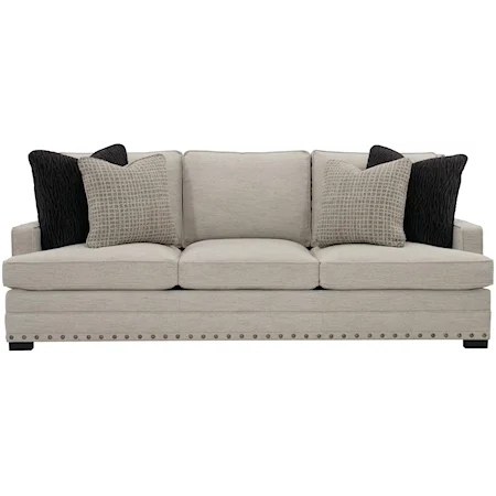 Sofa with Nail Head Trim and Low Set Arms