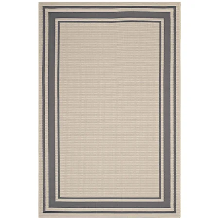 Solid Border 8x10 Indoor and Outdoor Area Rug