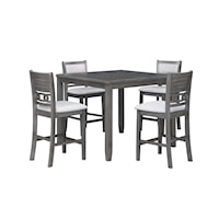 Contemporary 42" Square Counter Table with 4 Chairs Set