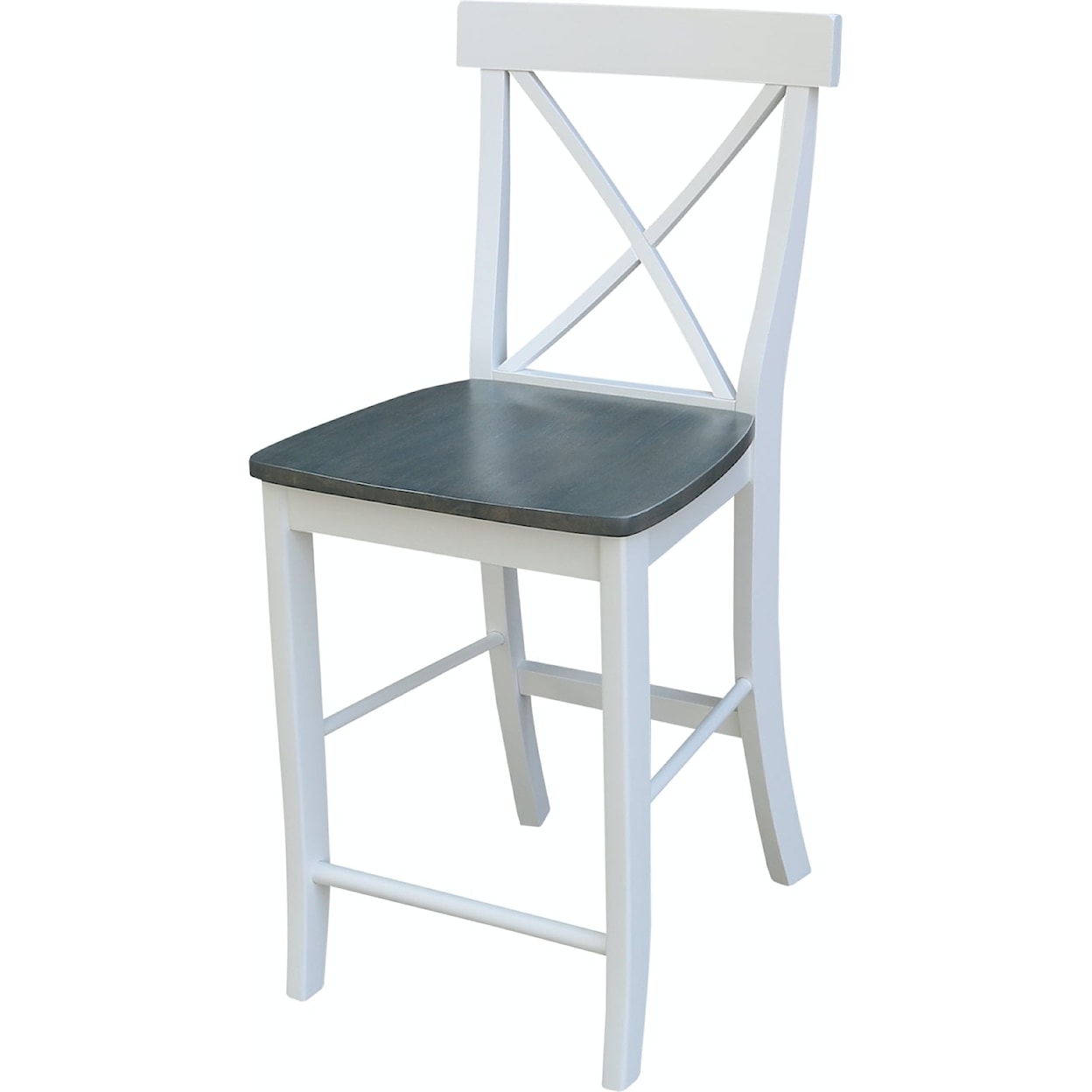 John Thomas Dining Essentials X-Back Stool in Heather Gray / White