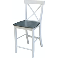 Transitional X-Back Stool in Heather Gray / White