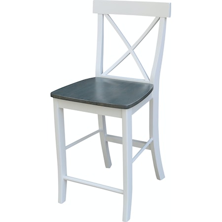 X-Back Stool in Heather Gray / White
