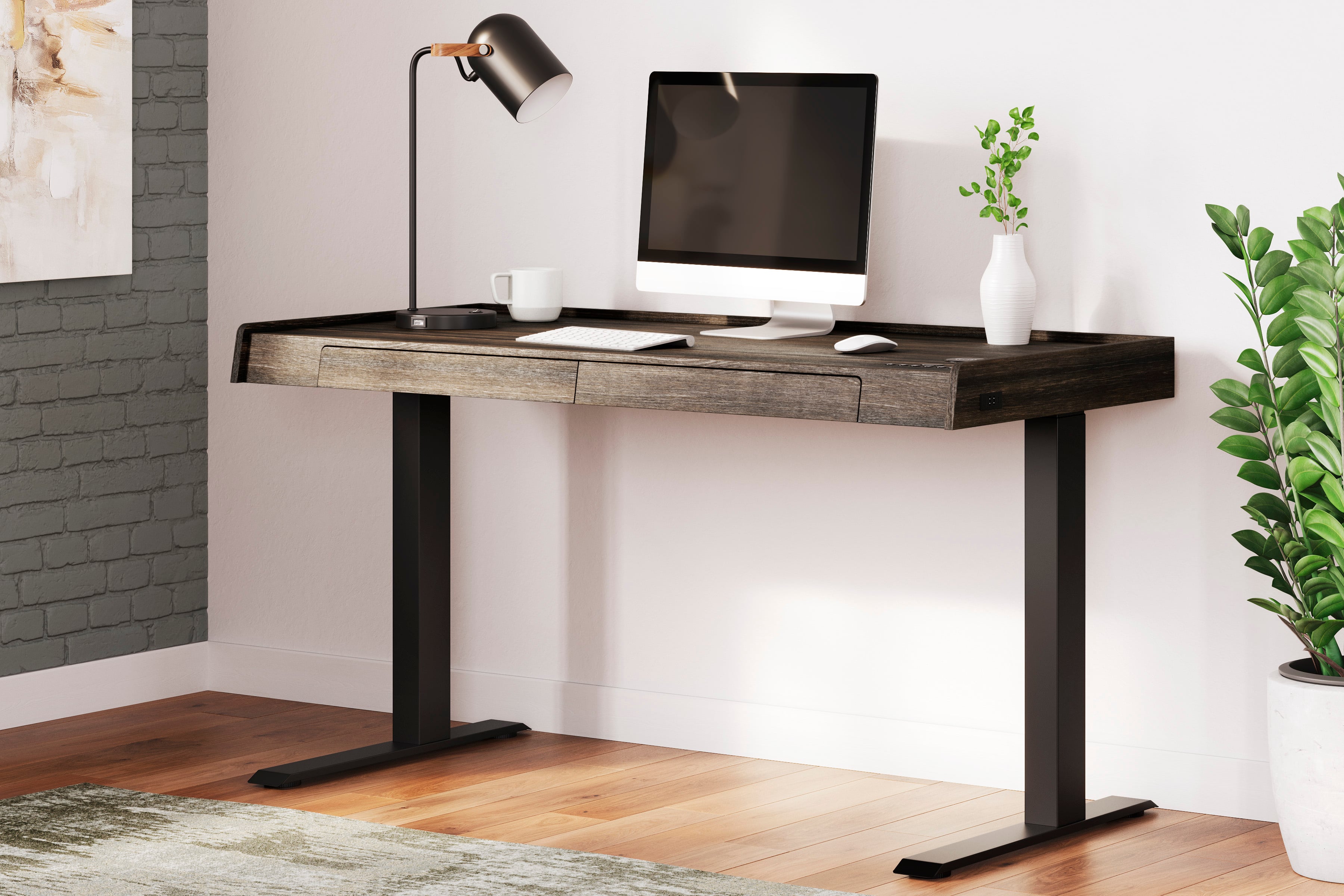 Ashley Signature Design Zendex H30429 Contemporary 55" Power Adjustable Height Desk Rooms and