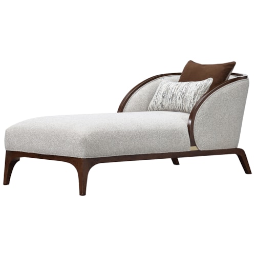 Modern Curved Chaise with Accent Pillow Pair
