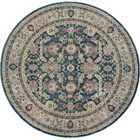 6'  Navy/Multicolor Round Rug