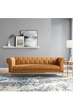 Modway Idyll Tufted Button Upholstered Leather Chesterfield Sofa