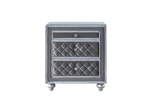 Glam 3-Drawer Nightstand with Velvet Tufted Drawer Fronts