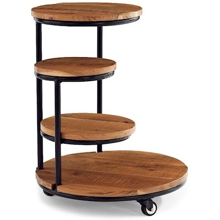 Transitional Tiered Plant Stand Side Table with Wheels