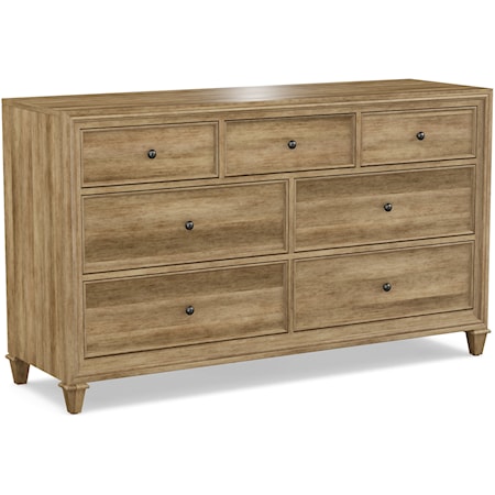 Transitional 7-Drawer Triple Dresser with Soft-Close Drawers