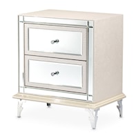 Glam Upholstered 2-Drawer Nightstand with Crystal Accents